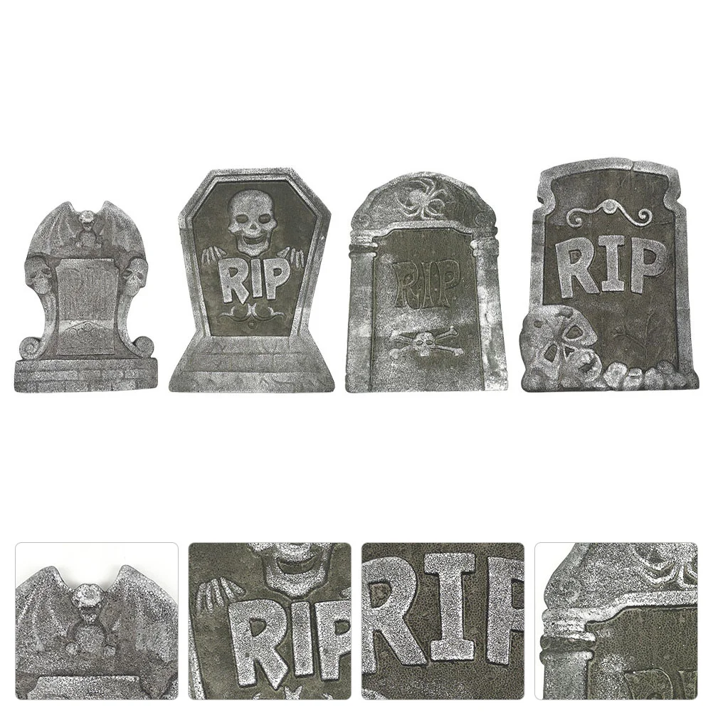 

4pcs Garden Decors Haunted House Horror Atmosphere Tombstone Decors
