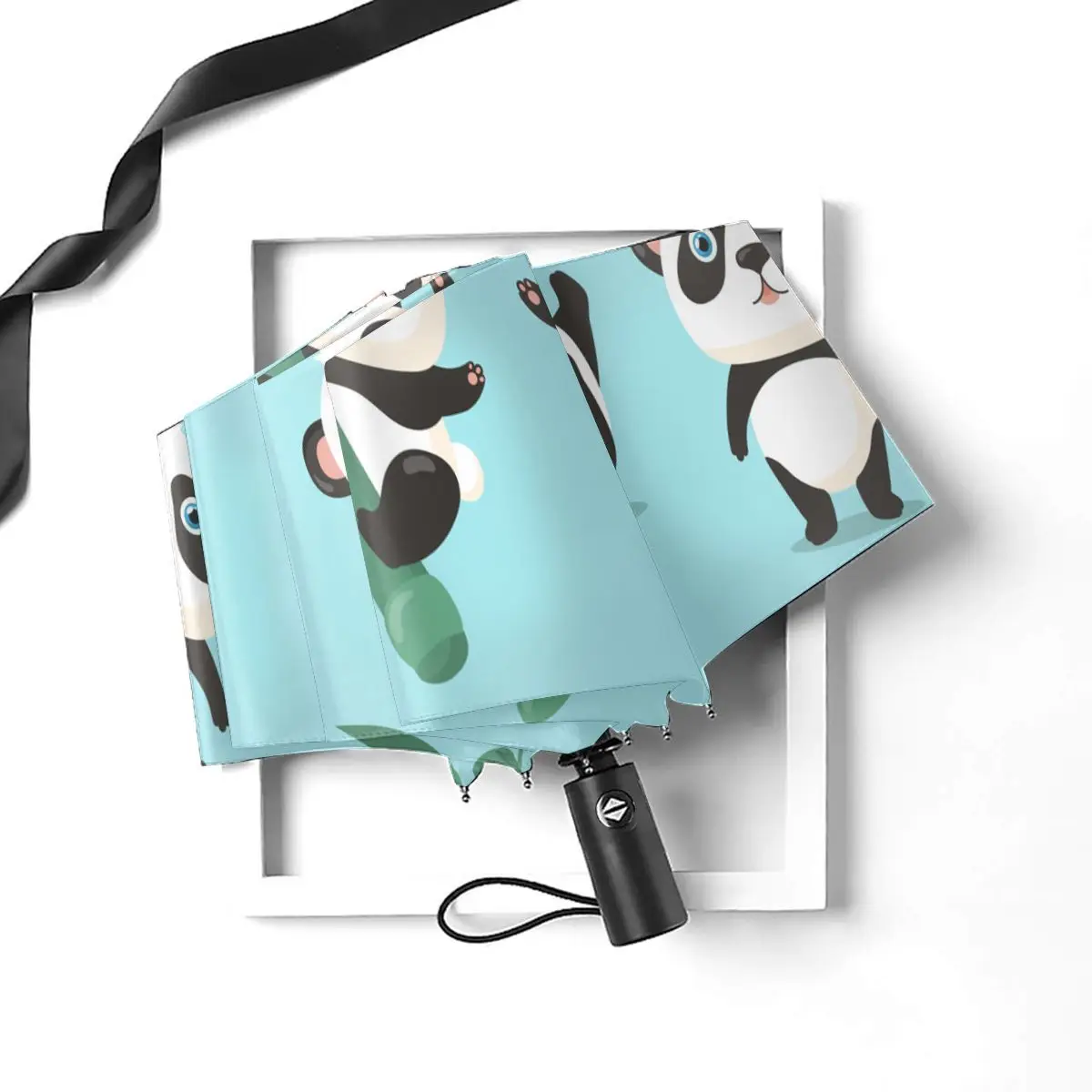 Автоматический зонт мультяшный очаровательный в виде панды тройной для женщин и