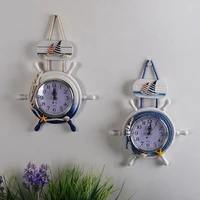 mediterranean ocean style rudder wall clock creative cute helmsman marine wall hanging clock watch bar coffee home decoration