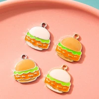 10pcs 1315mm cute enamel hamburger charms food pendant diy necklace keychain for jewelry making accessories