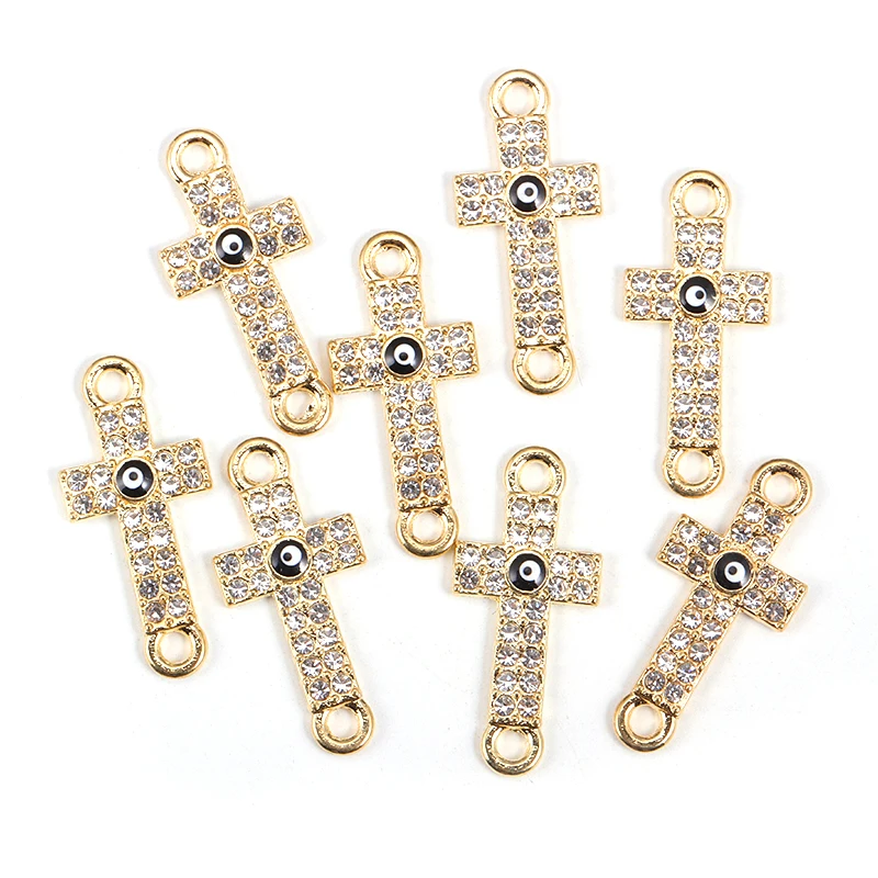 15Pcs 25*12MM Delicate Charm Alloy Cross Eyes Women's Pendant DIY Jewelry Necklace Bracelet Earrings Making Supplies Accessories