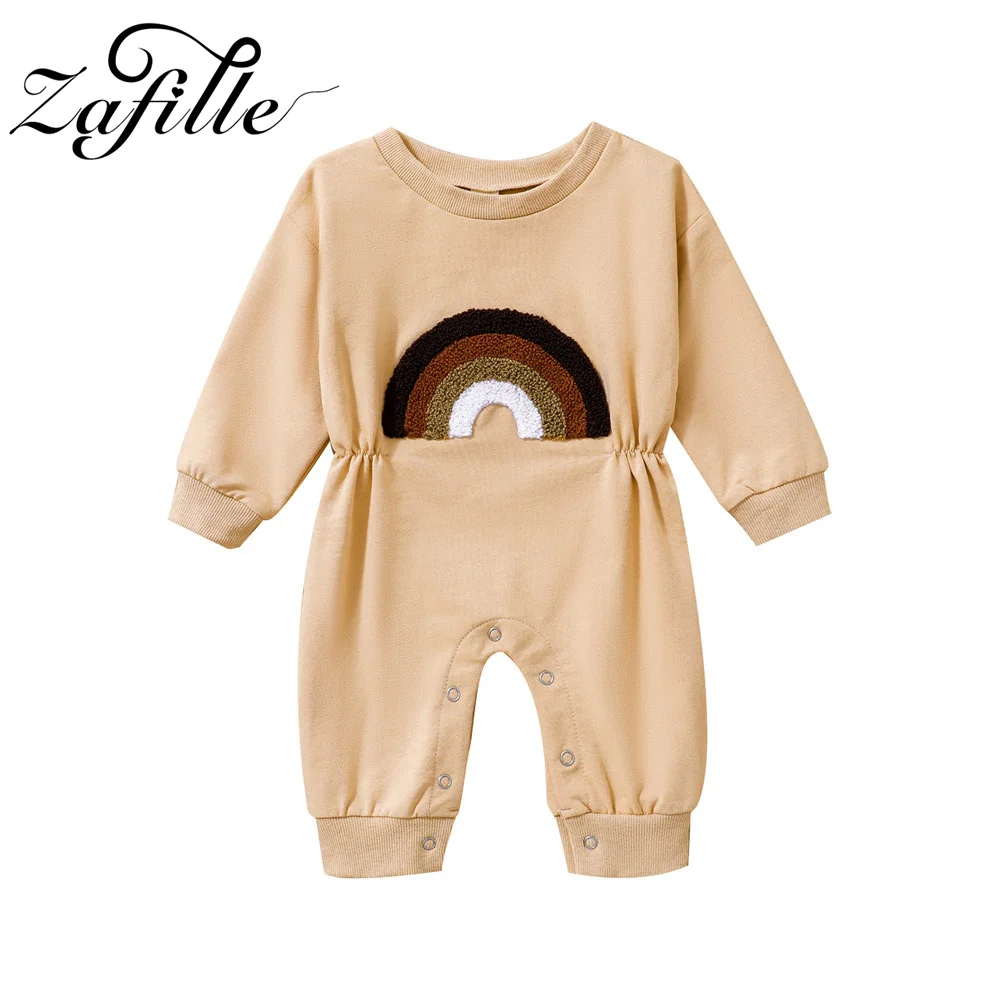 

ZAFILLE 0-24M Newborn Bodysuit Rainbow Overalls Baby Girls Clothes Long Sleeve Kids Toddler Costume Homely Children Clothing Boy