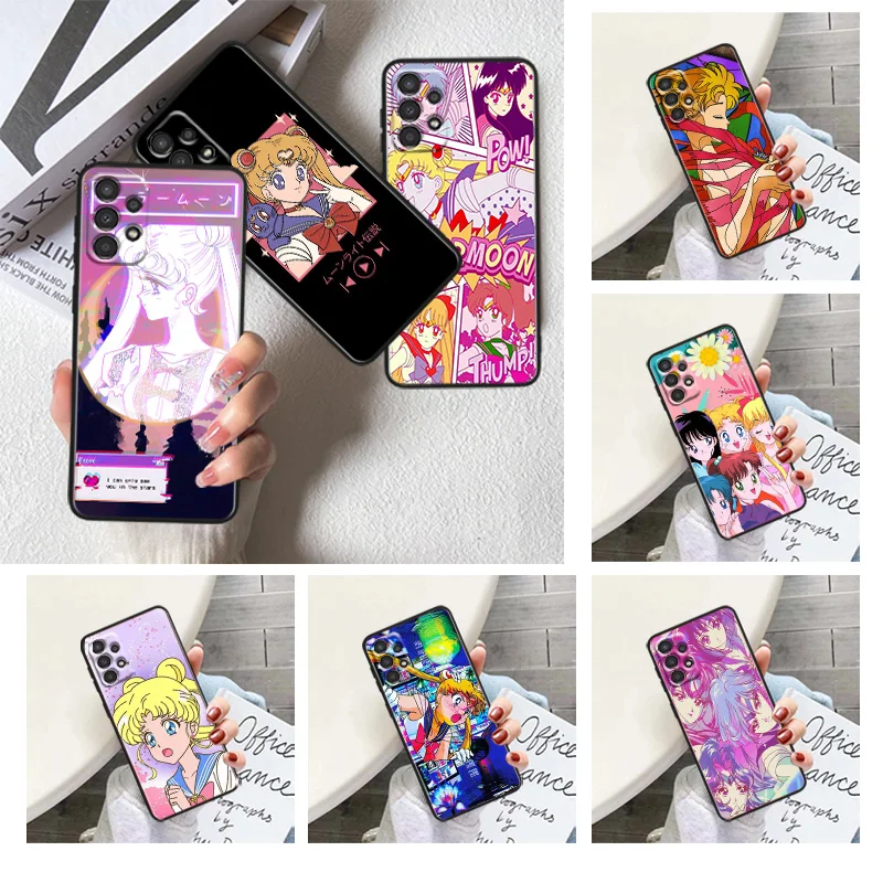 

Japanese Anime Sailor Moon Phone Case For Samsung A22S A22 A21S A14 A13 A12 A11 A04S E A03S A02S A01 Core Black Soft Cover