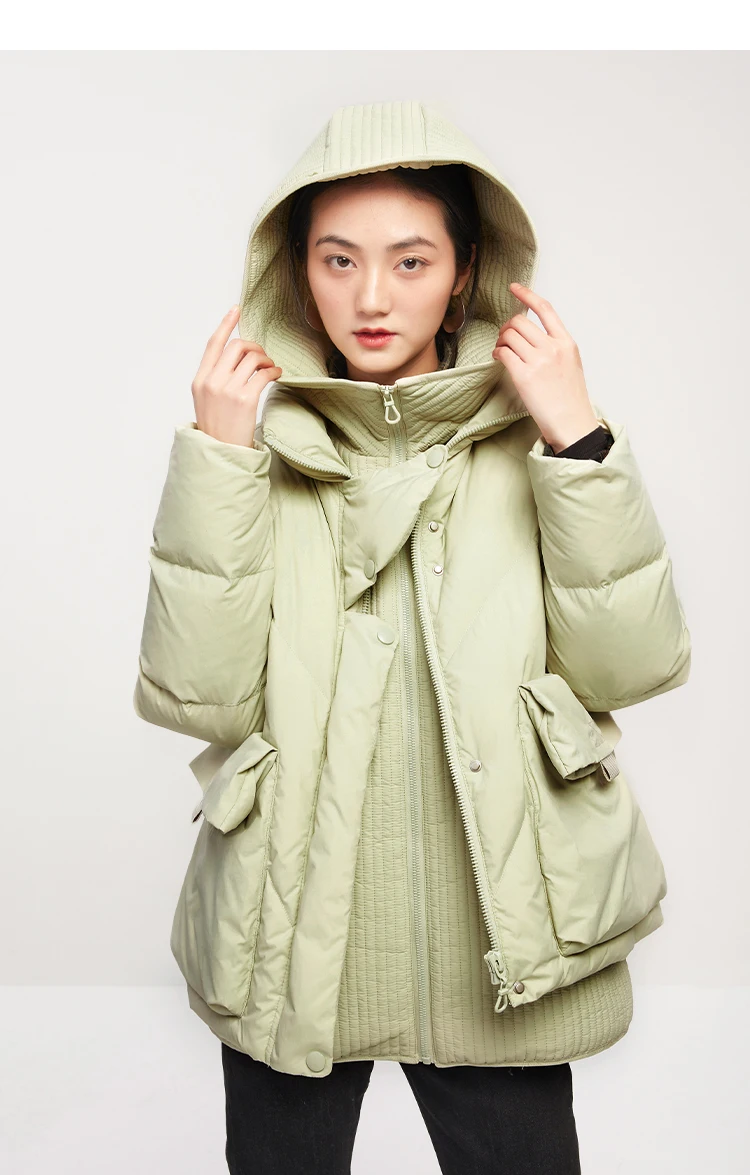 New 2 Piece Set Coat +thin Vest Casaco Feminino  90%  White Duck Down  Casual  Pockets  Abrigos De Mujer Hood Women Jacket