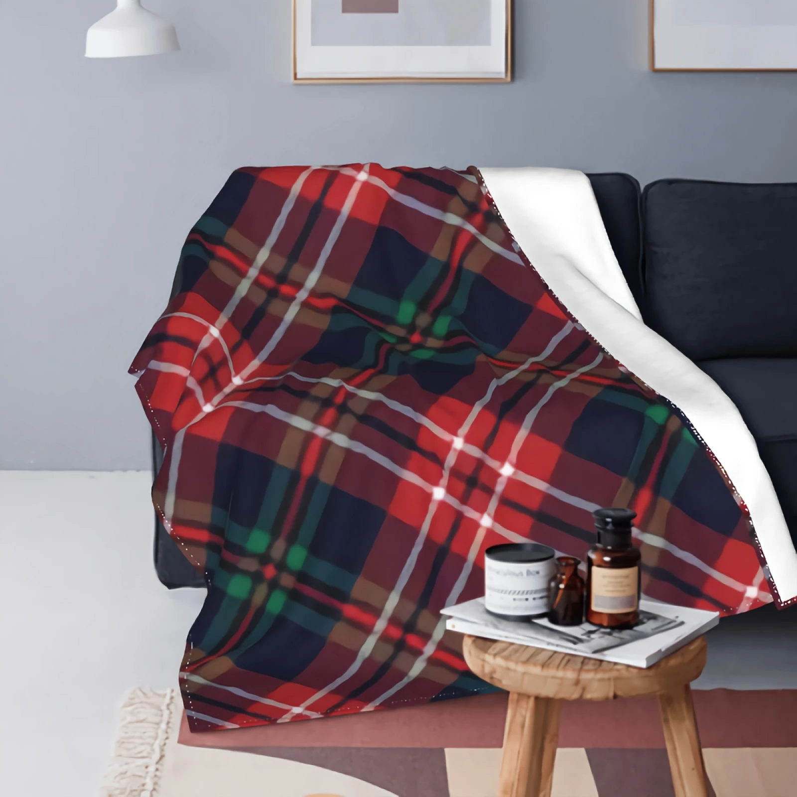 

Christmas Check Plaid Super Soft Fleece Throw Blanket For Home Couch Sofa Bed Decoration For All Season-60"x50"