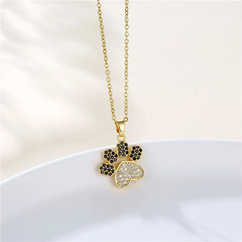 

316L Stainless Steel Cat Paw Necklace For Women Cute Footprint Pendant Choker Female Gift Jewelry On The Neck Free Shipping