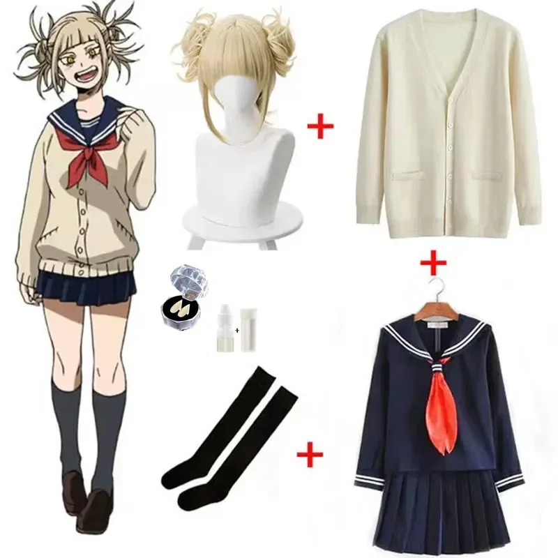 Фото Аниме My Hero Academy Himiko Toga Косплей Костюм JK Униформа Юбки Свитер Пальто Хэллоуин Рождественская одежда для женщин и девочек №1