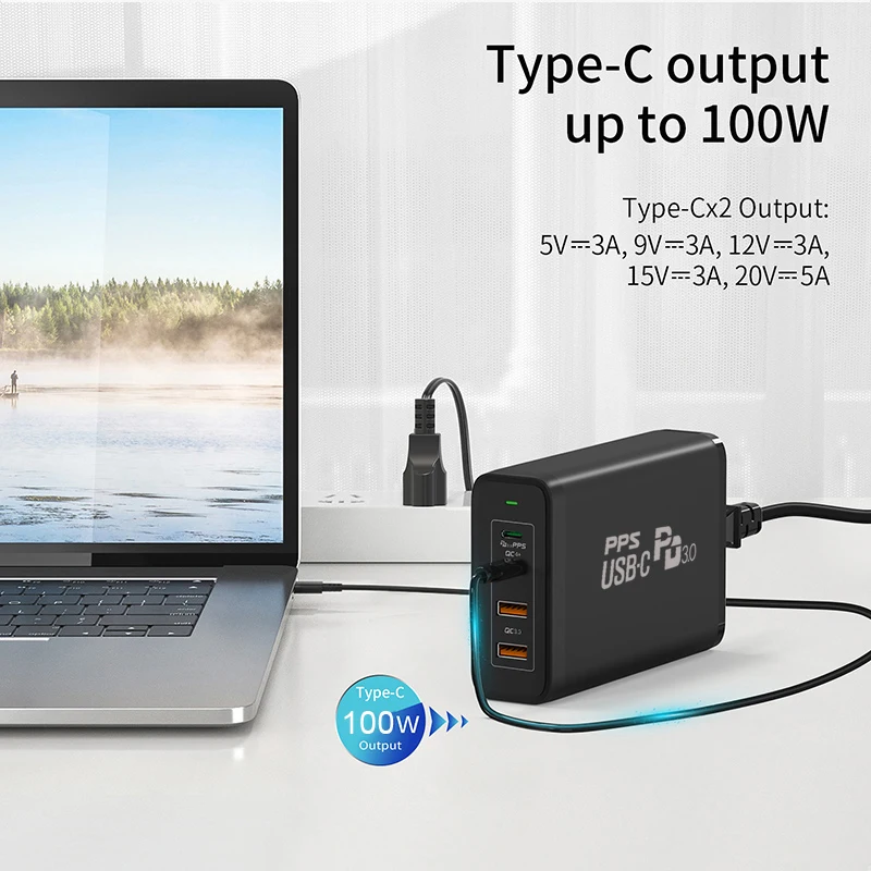 Najtaniej TQUQ 245W GaN Stacja ładująca, USB C PD100W PPS Super Szybka ładowarka Dla MacBook IPad Pro IPhone13 Samsung Xiaomi Huawei Laptop
