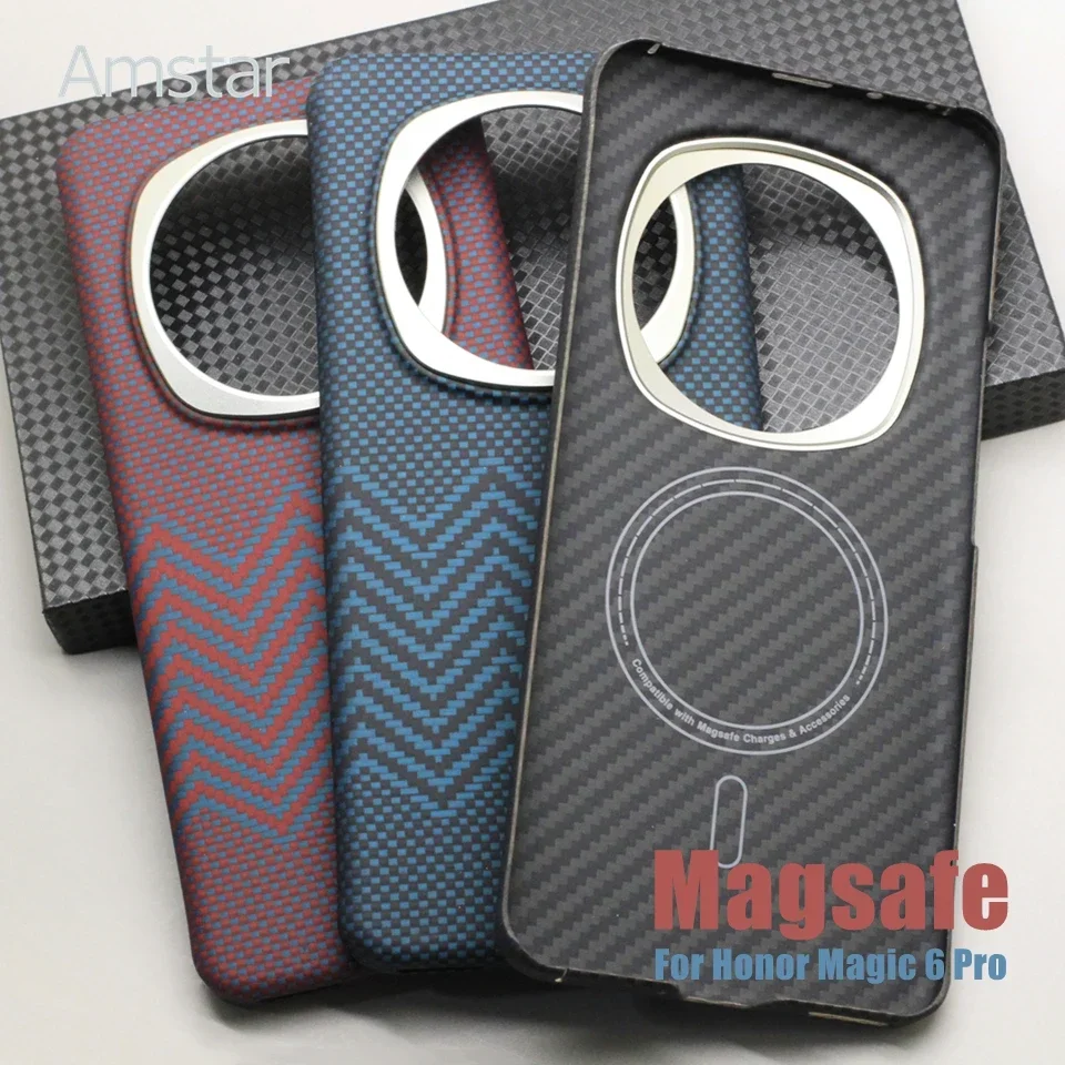 Магнитный чехол Amstar из углеродного волокна для Honor Magic 6 Pro поддержка Magsafe Charges