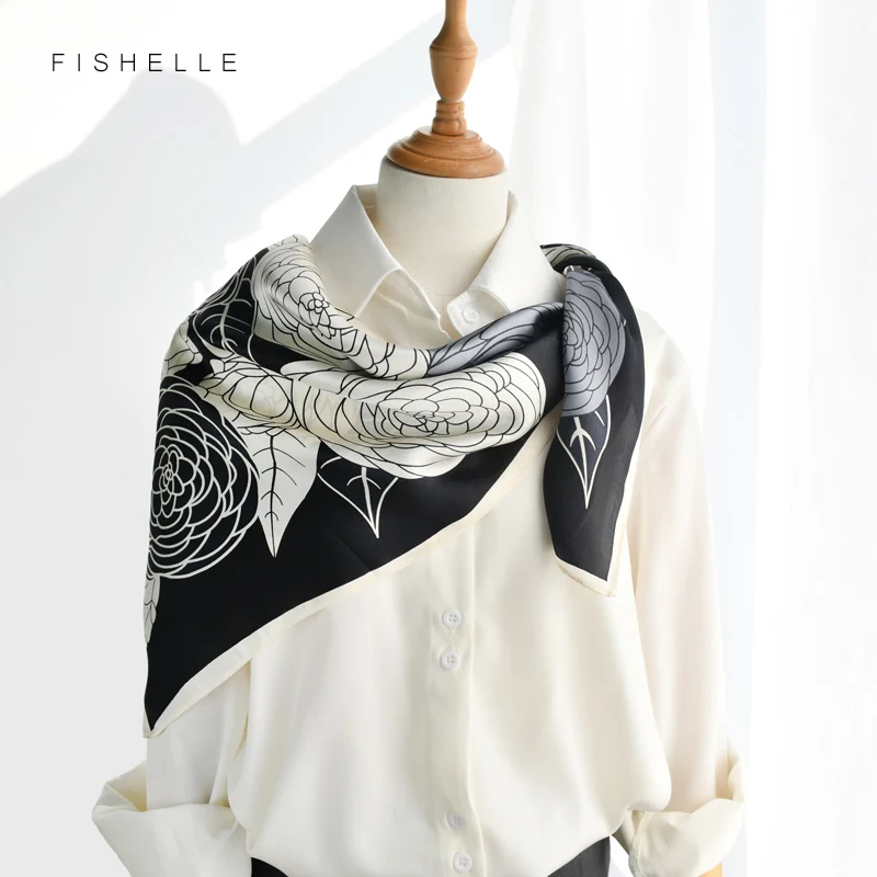 Женский атласный шарф из натурального шёлка 90 см |