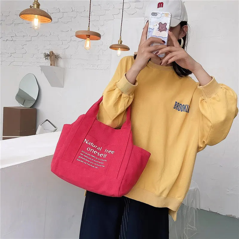 Fashion Luggage & Bags Women's Handbags Shoulder NEW Fresh Letter Portable Canvas Academy Arts Book Storage Bag Bolsa Feminina