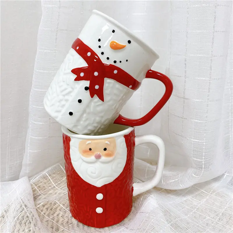 Рождественская керамическая кружка ручной работы чашка для воды с Санта Клаусом