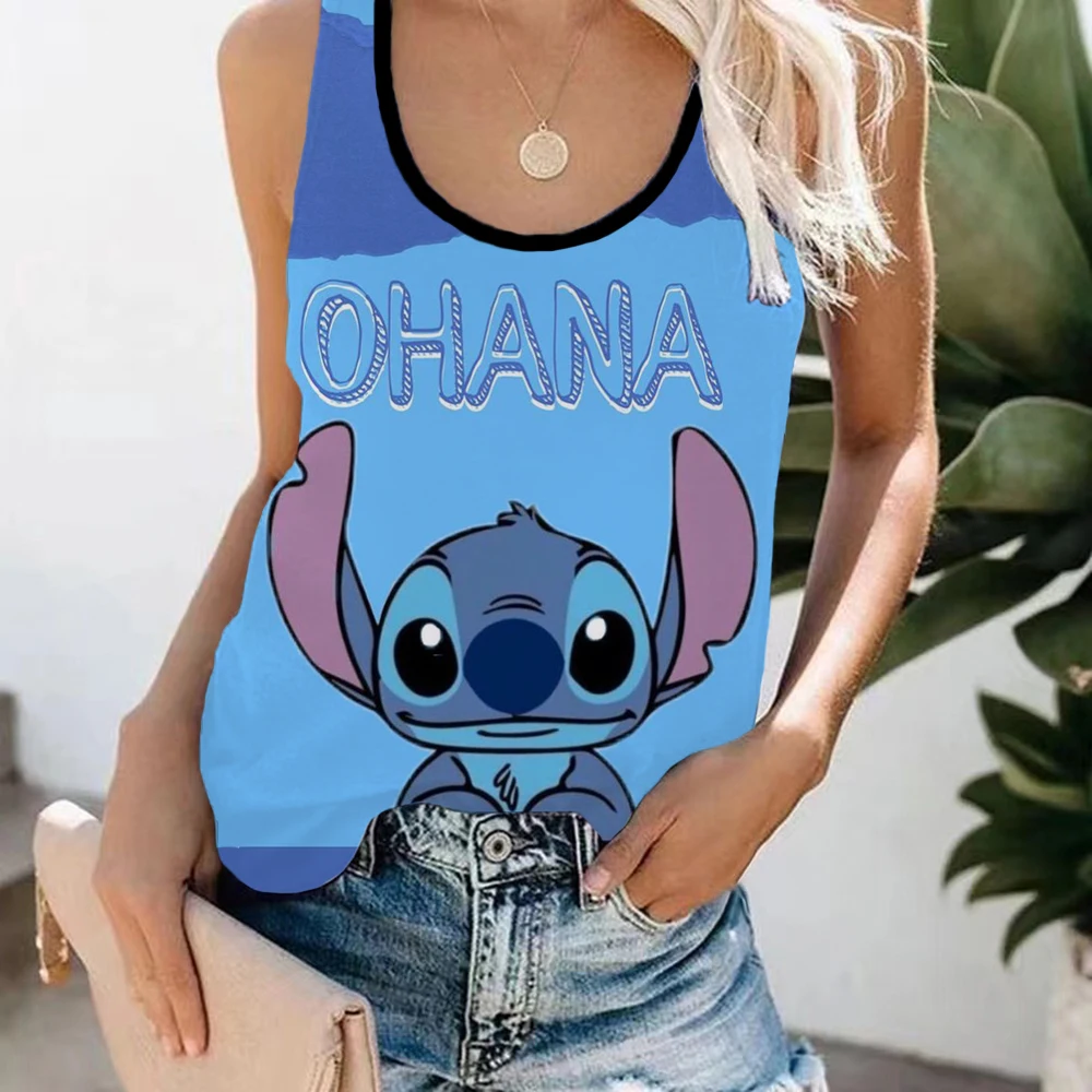 

Летняя Новинка 2022, женские свободные майки с принтом из мультфильма Disney, повседневные универсальные безрукавки в стиле Харадзюку с круглым ...