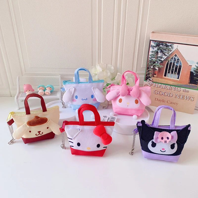 

Симпатичная холщовая мини-сумка с героями мультфильмов Sanrio Melody Hello Kitty, кошелек для монет для мальчиков и девочек, держатель для карт, сумки д...