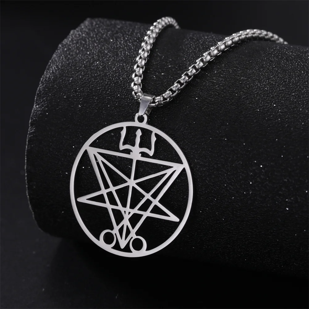 

My Shape Sigil of Lucifer Pendant Necklace for Men Wicca Quimbanda Temple 49 Symbol Chain Necklaces Stainless Steel Jewelry Gift