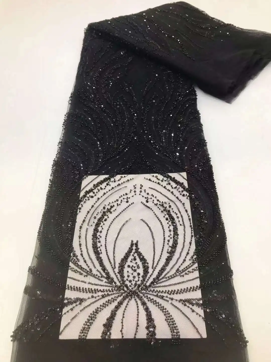 Африканская кружевная ткань с блестками и бусами для жениха 2024