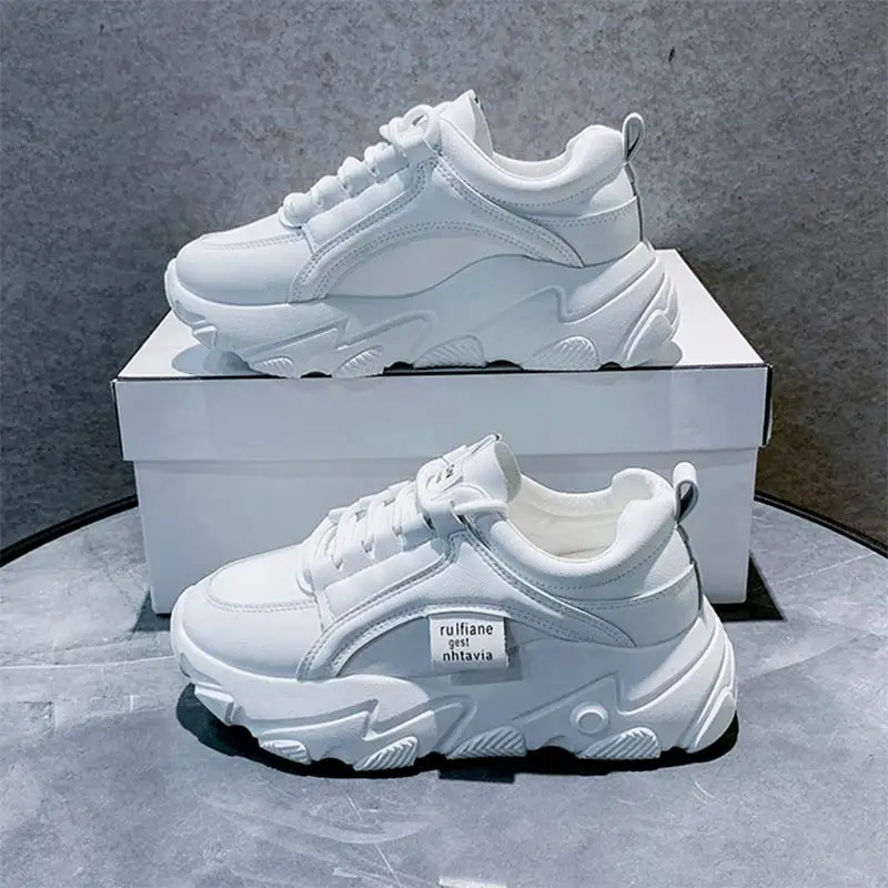 Women's Vulcanized Shoes Lace Up Thick Bottom Solid Shallow Female Sneakers Fashion Comfortable Leisure Concise Ladies Footwear