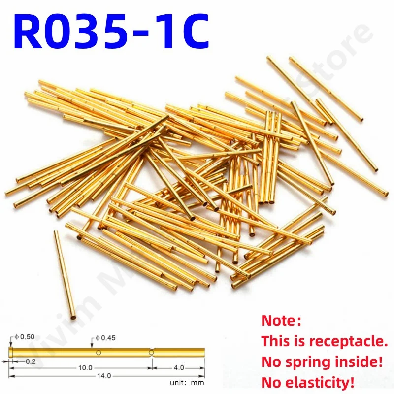 20/100pcs R035-1C Test Pin Receptacle Needle Sleeve Needle Seat Spring Detection Probe Needle Sleeve Length 14mm Diameter 0.45mm