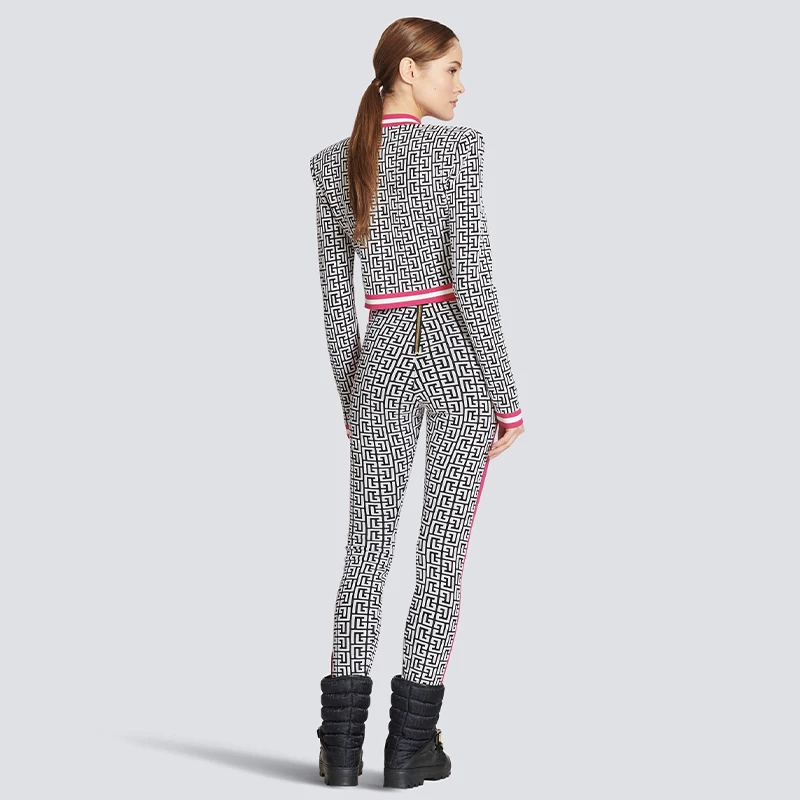 Jacquard Lion Button Black Bodycon Bandage Tops Pant Sets Nuevo En Conjuntos A Juego Jackets Night Club Outfit Birthday Pantalon