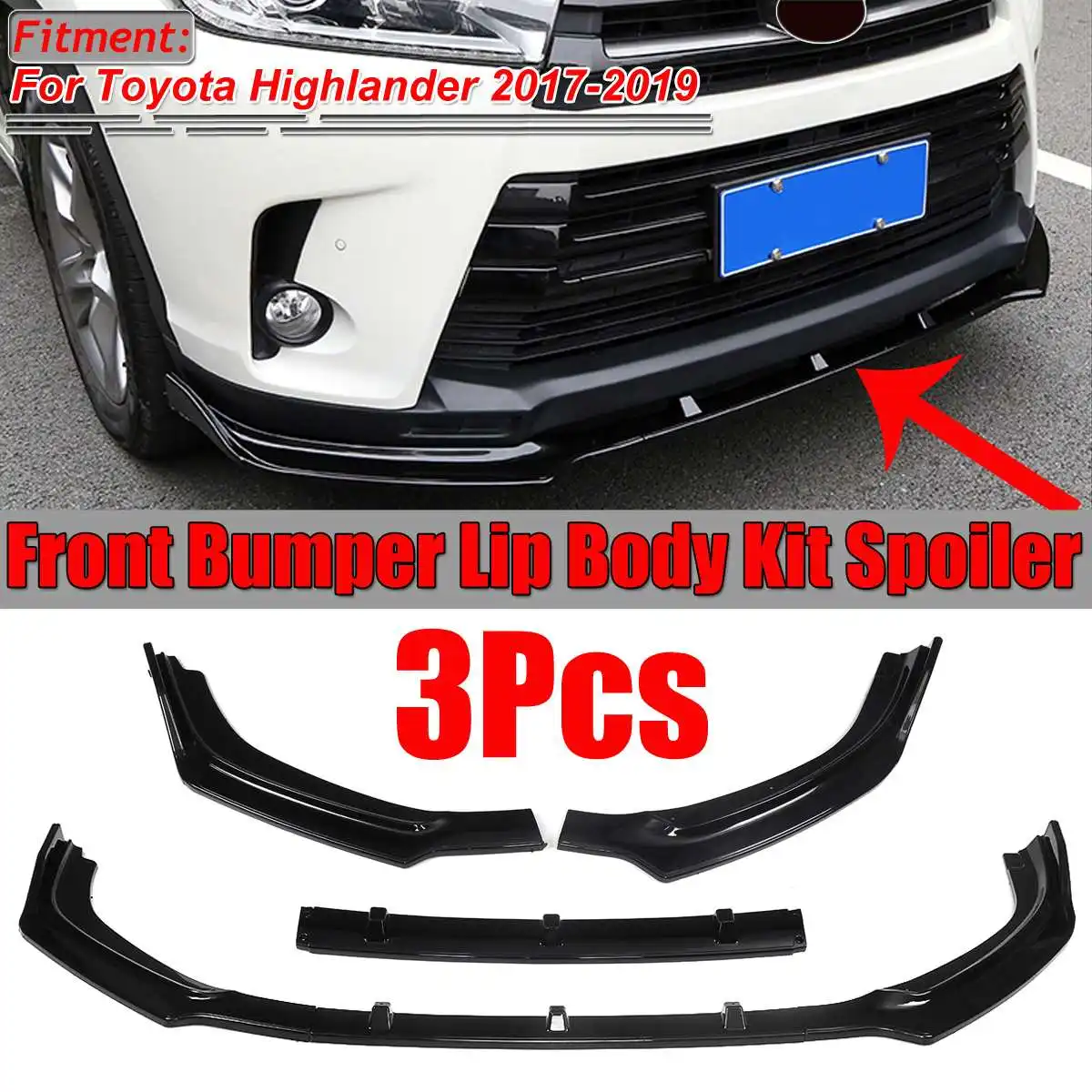 

3 шт., сплиттер для переднего бампера из углеродного волокна для Toyota Highlander 2017 2018 2019