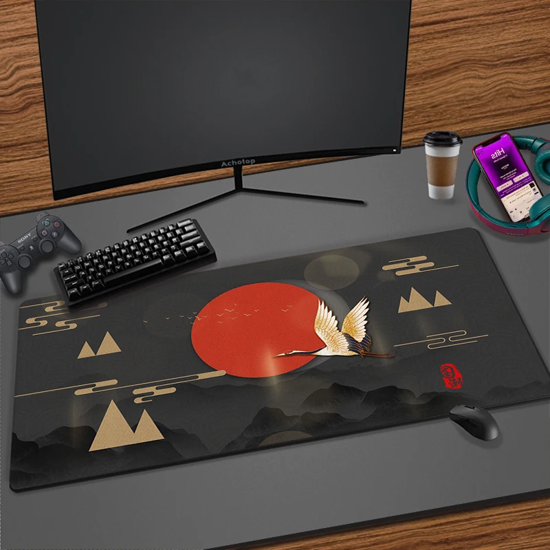

Japanese Art Desk Mat Laptop Gamer Mousepad Gaming Mouse Pad Large Locking Edge Keyboard 90x40cm Table Carpet Gaming Accessories