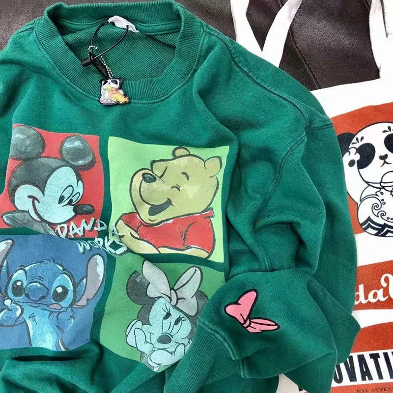 

Модный милый Свитшот Disney с Микки Маусом мультяшный Стич свитер с круглым вырезом с длинным рукавом унисекс Одежда Женский Топ