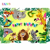 green jungle animals birthday backdrop baby shower of elephants photo wallpaper decoration customized photography background