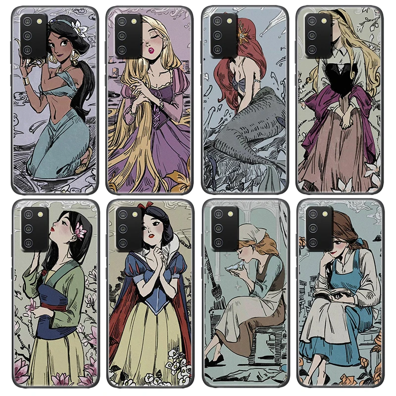 

Disney Princess Cover For Samsung Galaxy A52S A72 A71 A52 A51 A12 A32 A21S A73 A13 A53 4G 5G TPU Black Phone Case Coque Shell