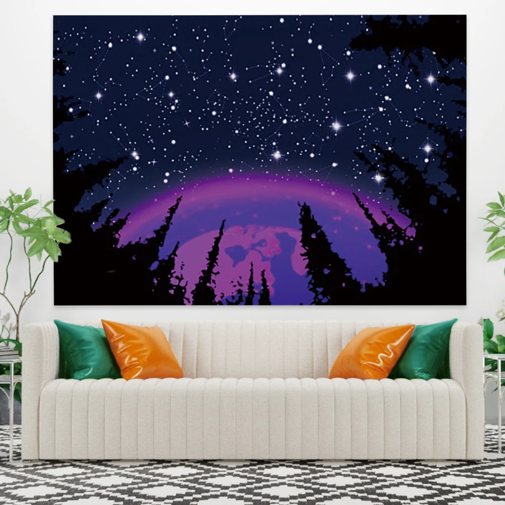 

Purple Moon Dark Forest Tapestry Wall Hanging Tarot Hippie Wall Rugs Mandala Witch Dorm Decor Blanket Mat Dropshipping