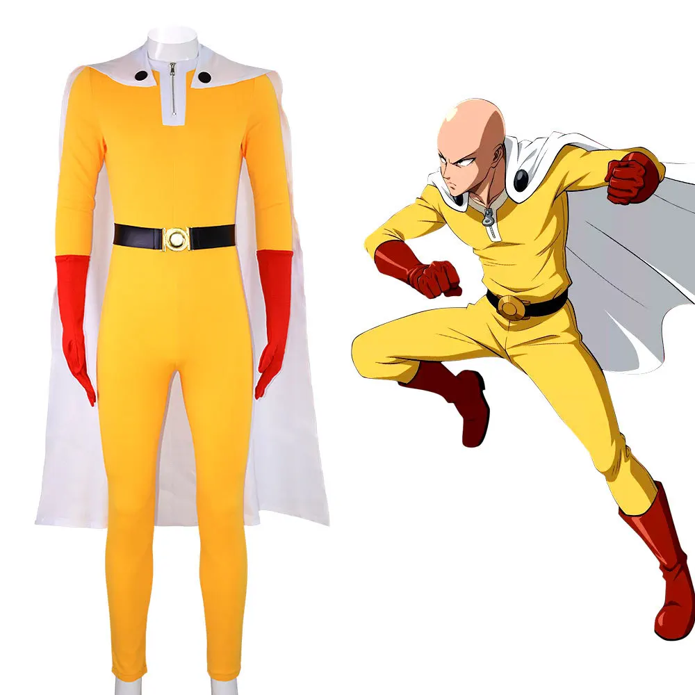 

Anime One Punch Man Cosplay Saitama Costume Jumpsuits Outfit Full Sets Custom Made Halloween Carnival Suit