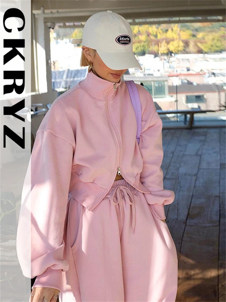 

Ladies Autumn 2 Pieces Long Sleeve Zipper Loose Top And Pants Set For Women 2023 New Fashion Sporty Streetwear Y2K Fall Outfits