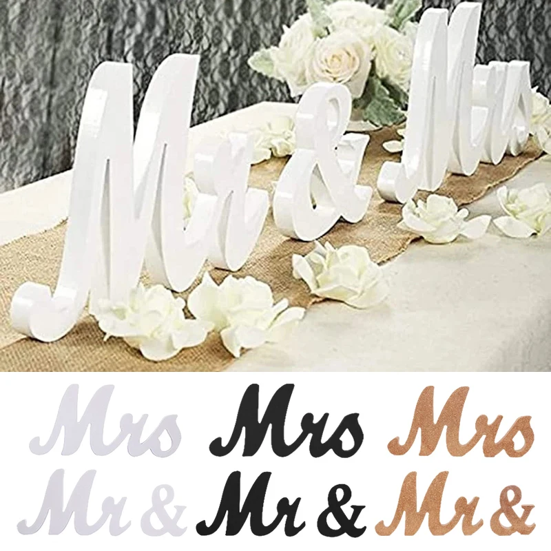 

MR&MRS Wooden Signs Sweetheart Love Rustic Wedding Sign Table Numbers Letters Marriage Decoration Accessories Photo Props Gifts