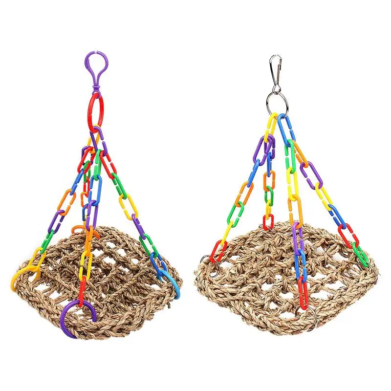 

Cockatiel Seagrass Swing Pet Bird Toys Parakeet Parrot Chewing Toy With Fixed Buckle Climbing Net Bite Resistant Bird Cage Toys
