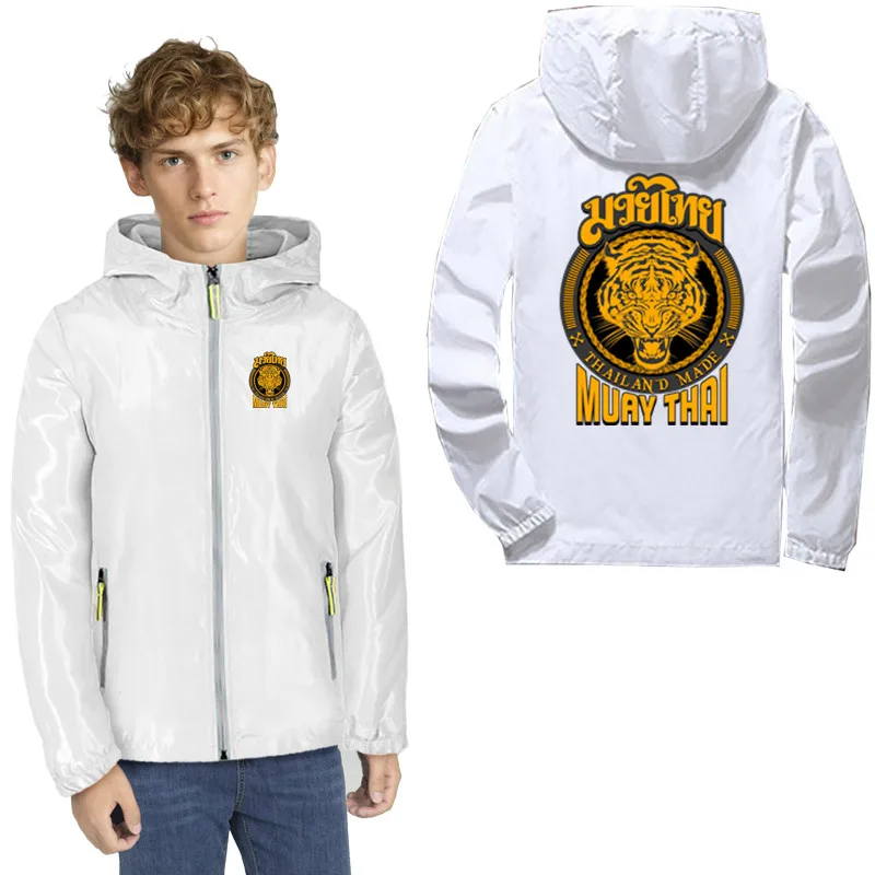 Мужская тонкая ветровка muay thai tiger Тайланд тигр Муай Тай с логотипом куртка на