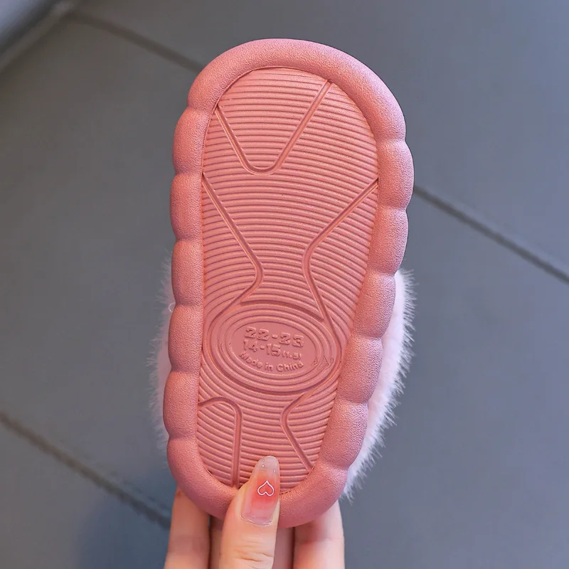 Детские Хлопковые Тапочки Зимние Домашние Нескользящие Удобные Пушистые Туфли