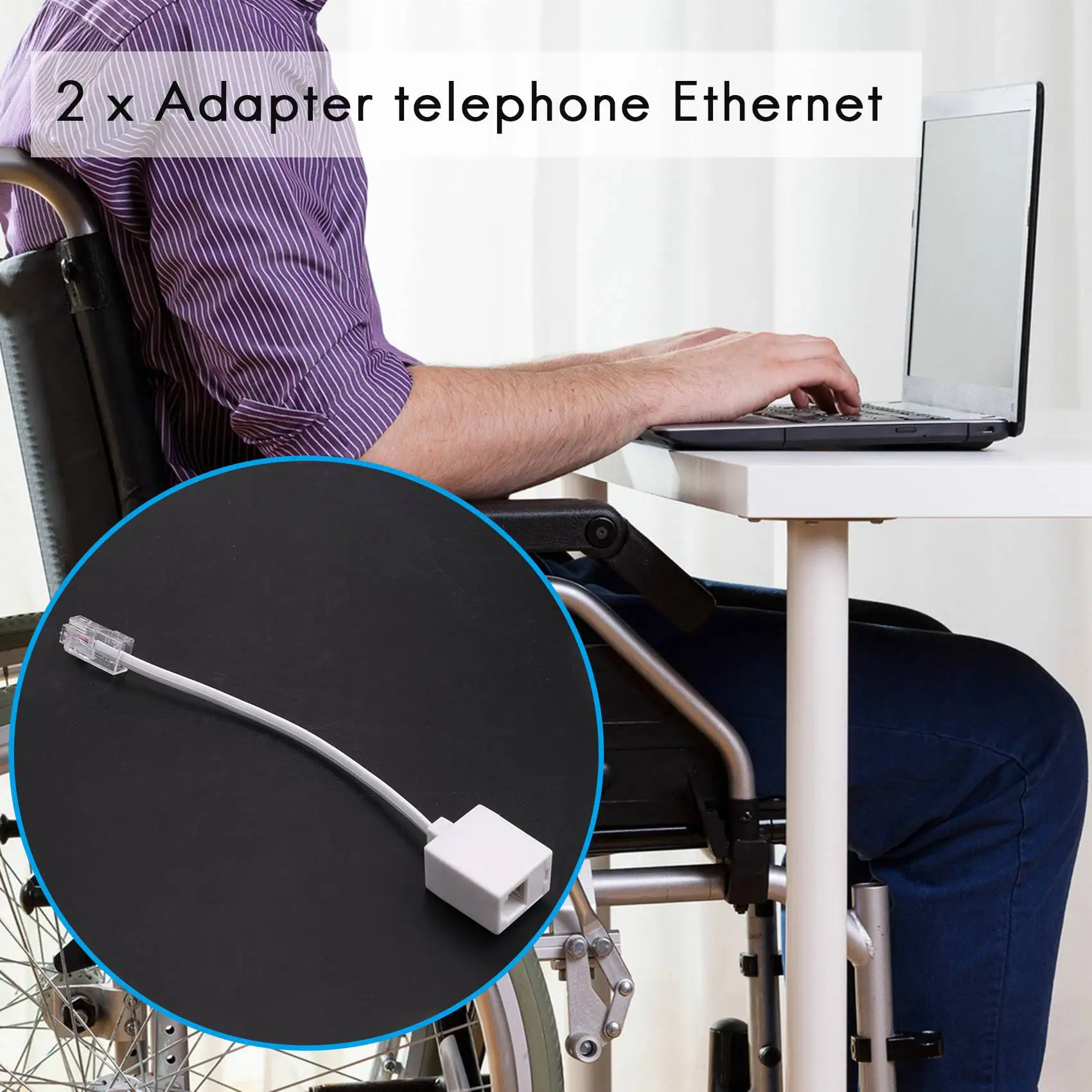 2 разъема 8P4C / RJ45 male RJ11 6P4C к гнезду M F адаптер телефонный Ethernet