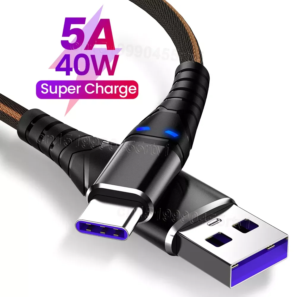 

USB Type C Cable for Huawei P40 Pro Mate 30 P30 Pro Supercharge 40W Fast Charging USB-C Charger Cable for Phone Cord