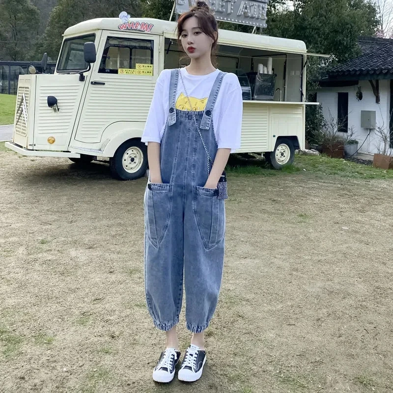 

Fashion Jeans Jumpsuit 2023 New Women Spring Autumn Korean Loose Denim Overalls Shoulder Strap Jumpsuit Casual Denim Jeans Pants