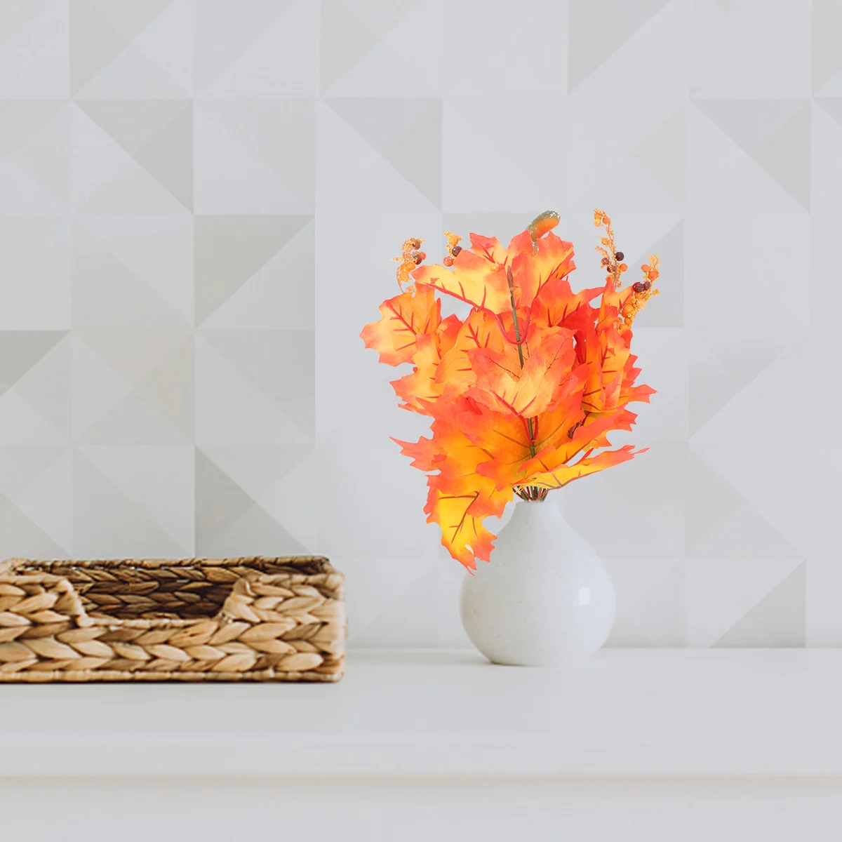 

Maple Leaves Fall Autumn Artificial Leaf Foliage Branches Decor Decoration Stems Delicate Party Floral Faux Harvest Vase