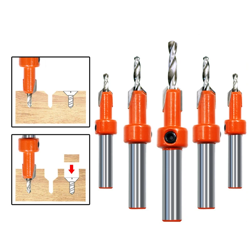 

8mm Shank HSS 4341 Woodworking Countersink Router Bit Screw Extractor Demolition for Wood Milling Cutter Carbide Tips