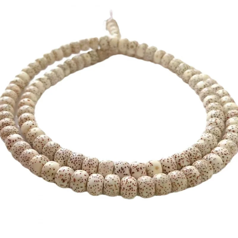 Фото Материал, похожий на шерсть, из Хайнаня - Moon Bodhi Round, 114 бусин на длинной нити, высокая плотность, гладкий белый цвет. №5