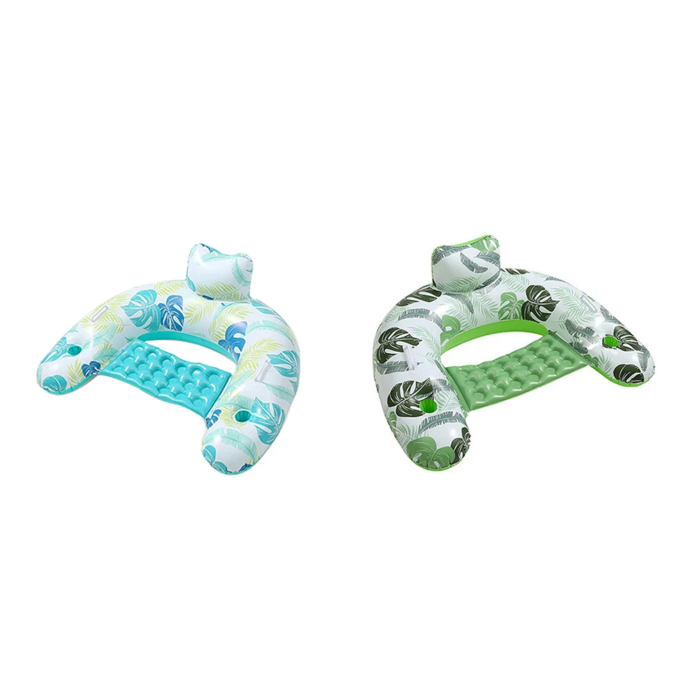 

PVC Summer Swim Float Seat with Cup Holder Inflatable Water Floating Backrest Recliner Foldable Durable Swimming Accessories