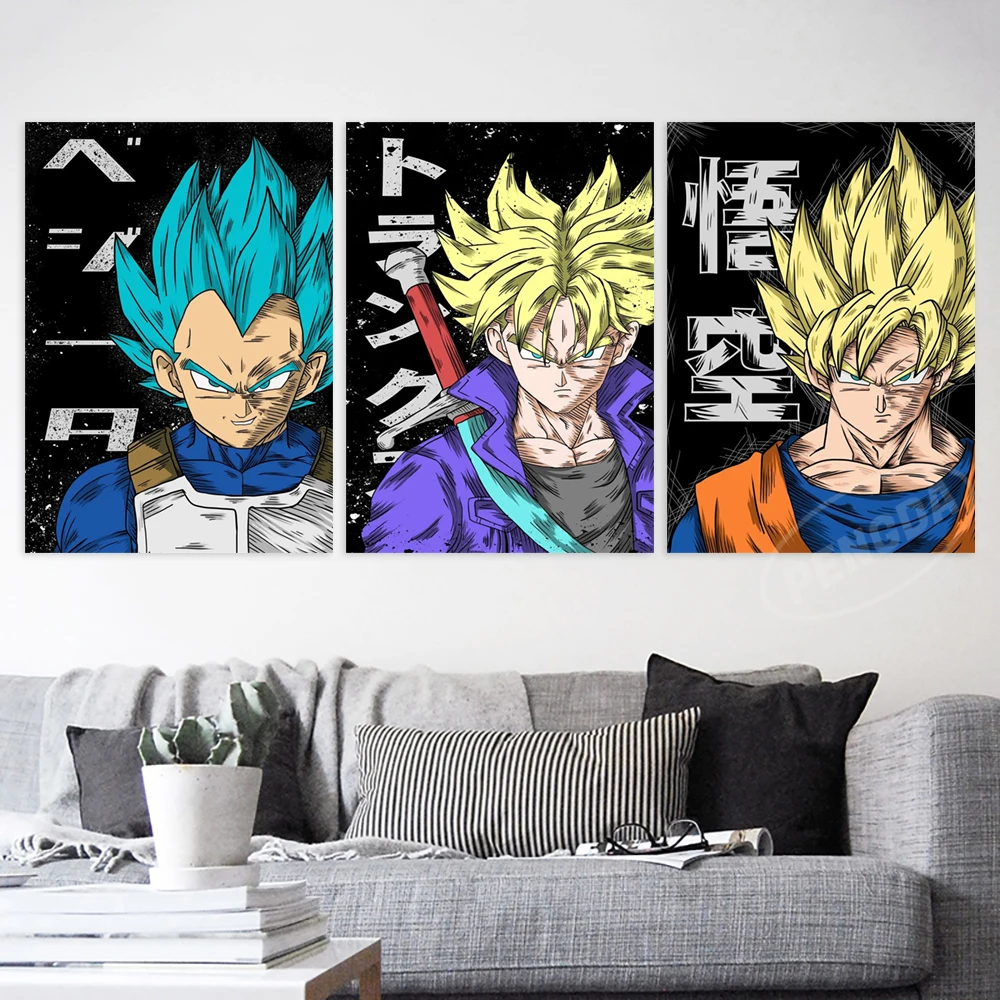 

Canvas Anime Paintings Dragon Ball Wall Goku Art Vegeta IV Home Decoration Super Saiyan Poster HD Prints Pictures Living Room