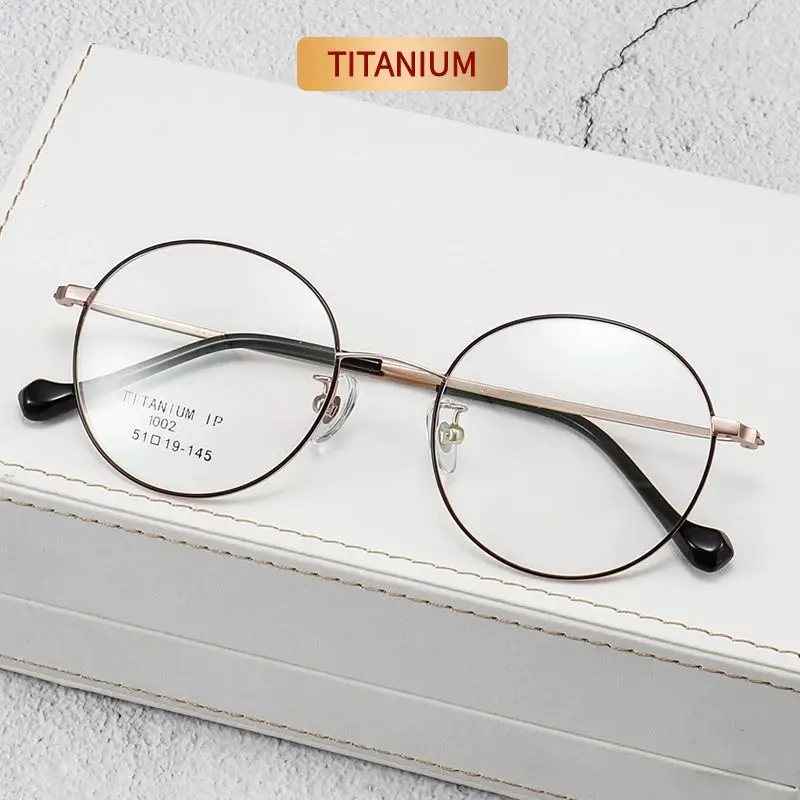 

51mm NEW Brand Retro Round Titanium Gasses Frame Men Women Screwless Light Oval Eyewear Myopia Optical Prescription Eyeglasses