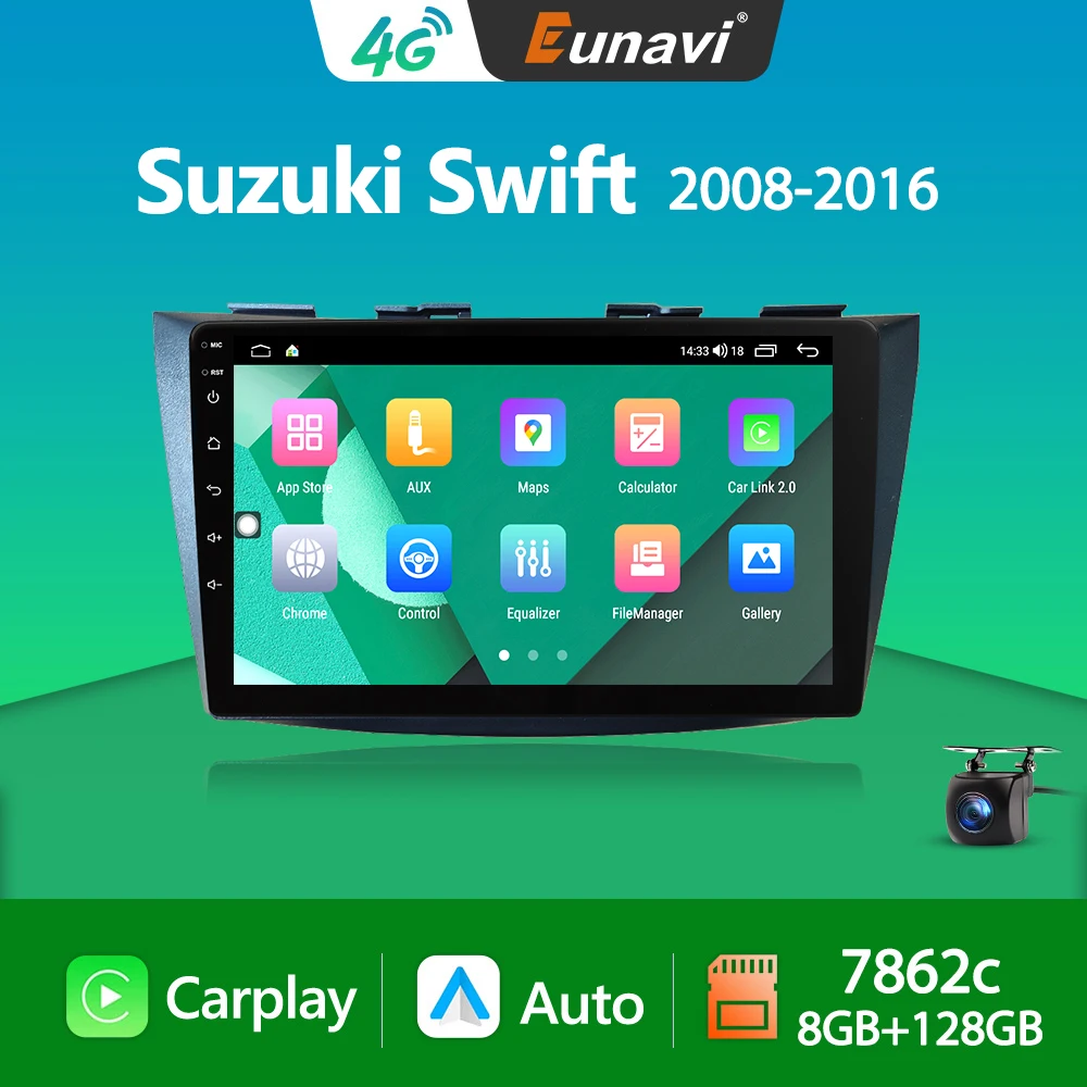 Автомагнитола Eunavi 7862c 4G Android для Suzuki Swift 2008-2016 GPS Carplay 2din 2 Din Автомобильный