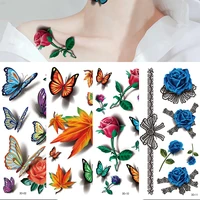 butterfly rose waterproof tattoo stickers fashion semi permanent waterproof temporary stickers body legs arms hands sexy tattoo