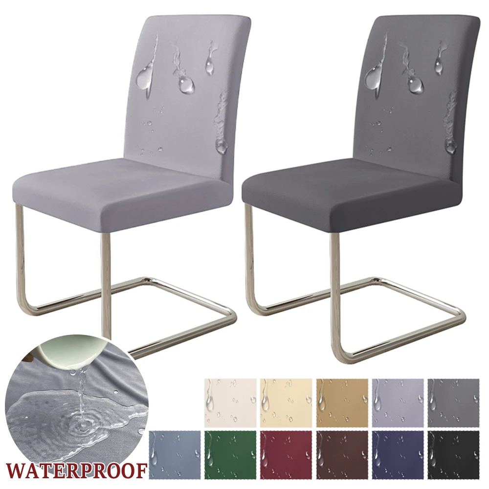 

Эластичный водонепроницаемый чехол на стул, простой чехол из спандекса для стула в столовую, протектор стула для ресторана, кухни, банкета, искусственное сиденье