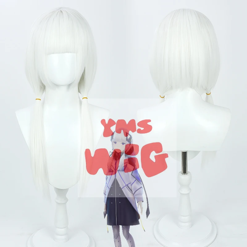 YouTuber KAMITSUBAKI Kafu Косплей Парик 60 см Длинные Белые Термостойкие Синтетические