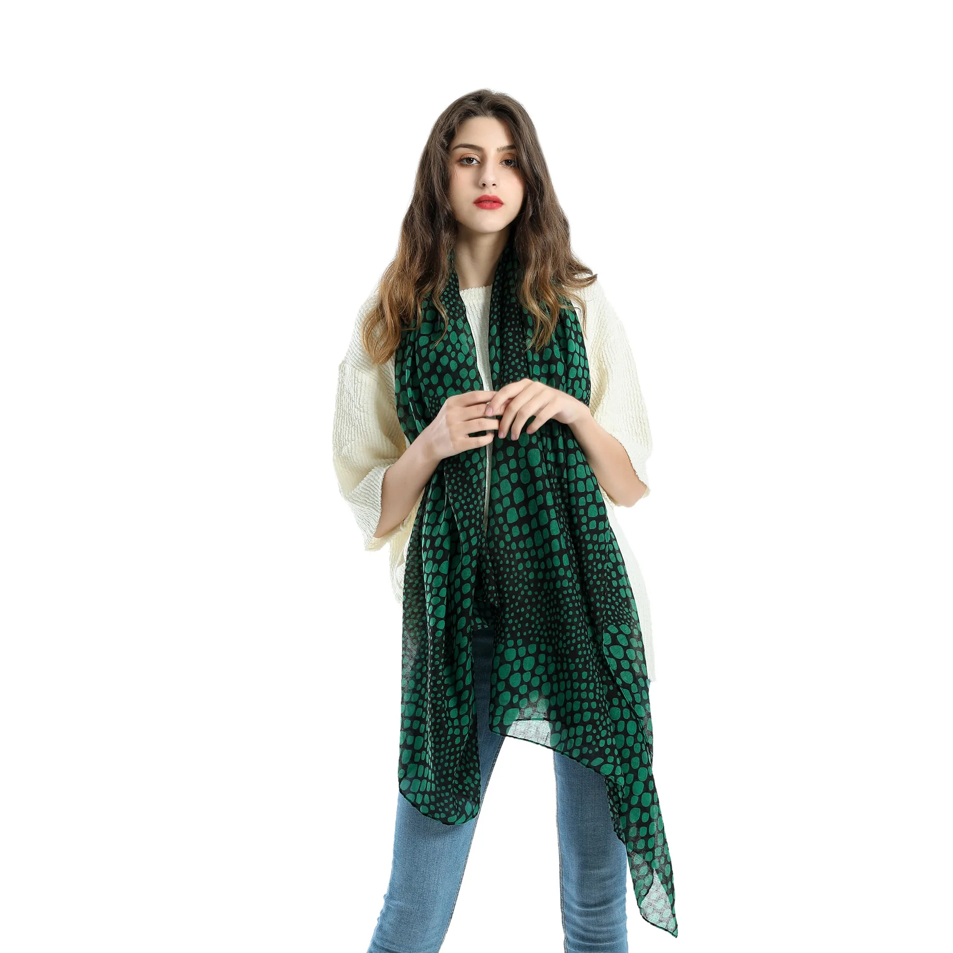 

Spring And Autumn Fashion Cape Everything With Cotton Polka Dot Scarf