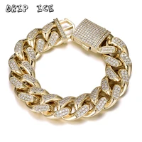 luxury 19mm 2rows iced out aaa cz stones cuban link bracelets for male 789inches hand bracelet hip hop mens jewelry